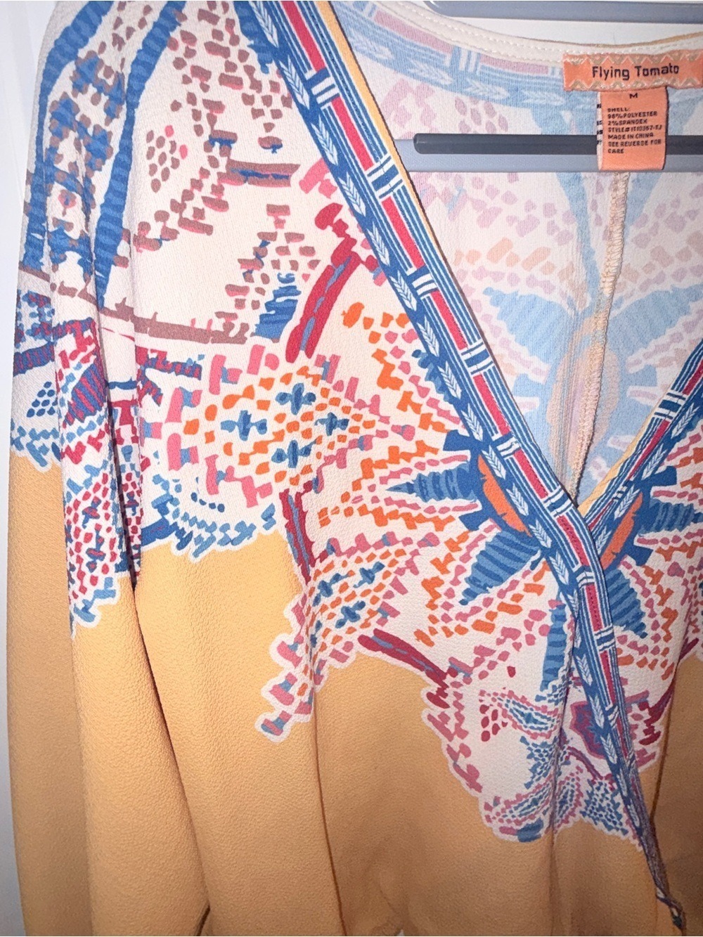 Flying Tomato Yellow Bohemian Kimono Sleeve Crop Top Medium - Picture 5 of 6